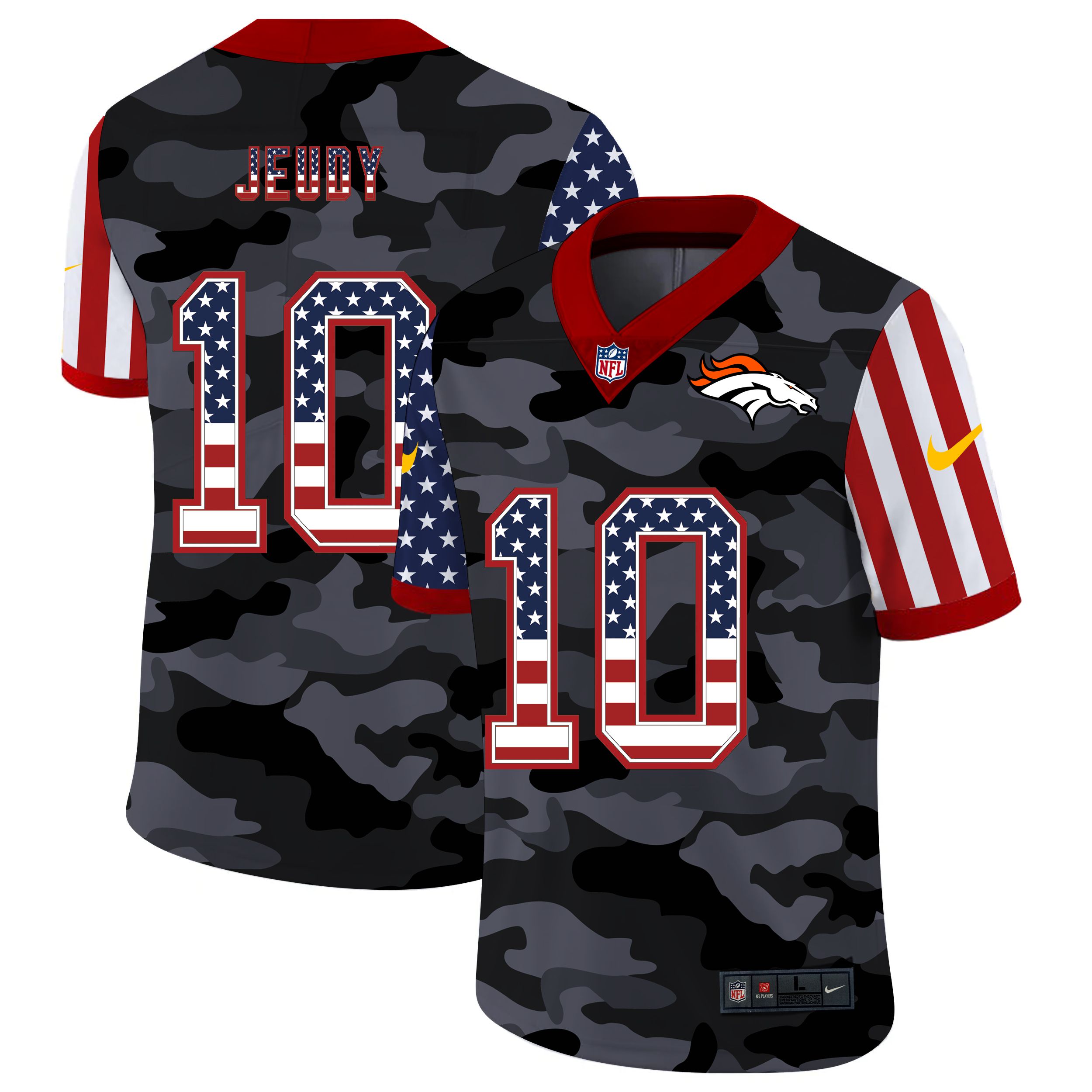 Men Denver Broncos 10 Jeudy 2020 Nike USA Camo Salute to Service Limited NFL Jerseys